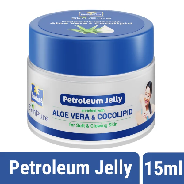 Parachute SkinPure Petroleum Jelly Enriched with Aloe Vera & Cocolipid, For Soft, Glowing Skin, Dry Skin & Lip Repair, Paraben, Sulphate Free, 15 ml