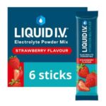 Liquid IV Hydration Multiplier Electrolyte Powder Mix Food Supplement Strawberry Sachets 6x16