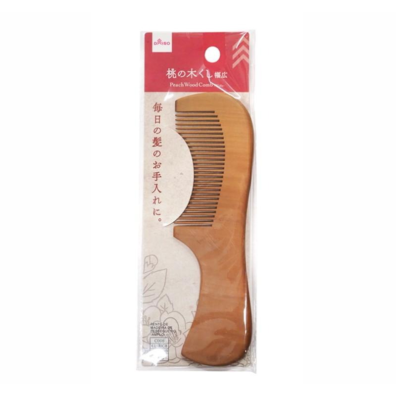 4979909948279_10_74d3d476-53d9-4.jpg Daiso Peach Wood Comb Wide - Image 1